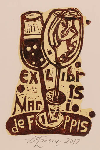 Exlibris by Torill  Elisabeth Larsen from Norway for Mario de Filippis - Woman Wine 