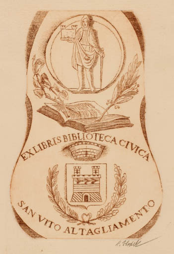 Exlibris by Ladislav Vlodek from Czech Republic for ? Bibl. Civica San Vito Altagliamento - Book Castle/Palace 