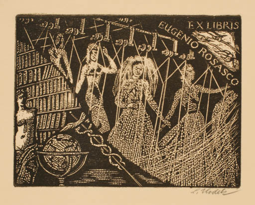 Exlibris by Ladislav Vlodek from Czech Republic for Eugenio Rosasco - Book Group Woman 