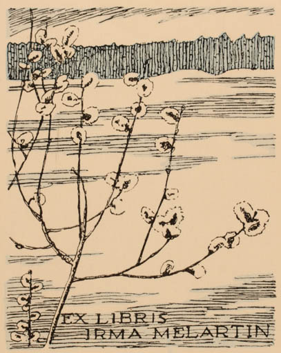 Exlibris by Marius af Schultén from Finland for Irma Melartin - Scenery/Landscape 