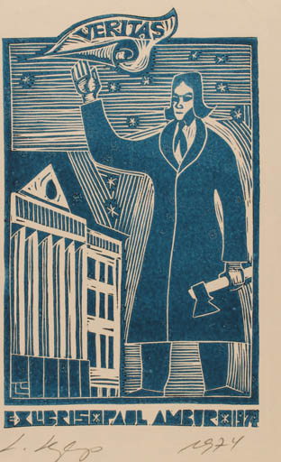 Exlibris by Lembit Lepp from Latvia for Paul Ambur - Man 