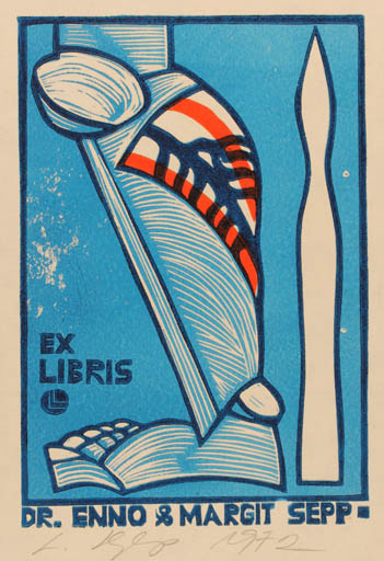 Exlibris by Lembit Lepp from Latvia for Dr. Enno & Margit Sepp - 