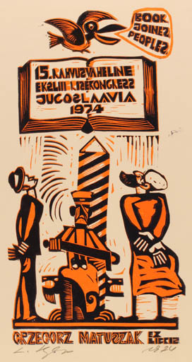 Exlibris by Lembit Lepp from Latvia for Grzegorz Matuszak - Exlibris Congress 
