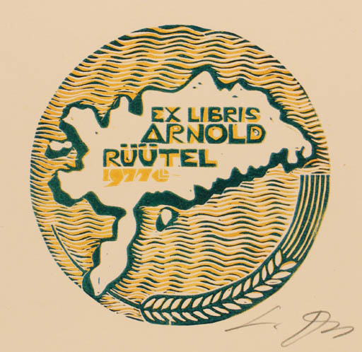 Exlibris by Lembit Lepp from Latvia for Arnold Rüütel - 