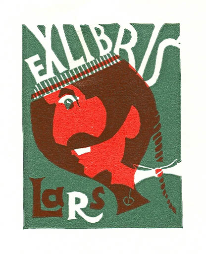Exlibris by Christian Blæsbjerg from Denmark for Lars Rödel - Man Portrait 