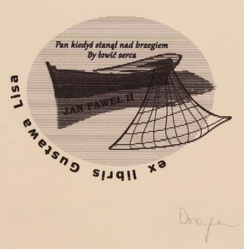 Exlibris by Dagmara Dragan from Poland for Gustawa Lisa - Ship/Boat 