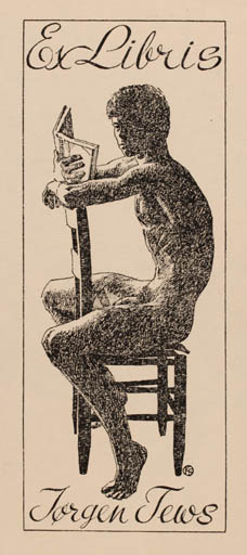 Exlibris by Kjeld Frydenlund from Denmark for Jørgen Tews - Book Man Nude 