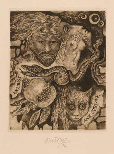 Exlibris by Bohumil Kratky from Czech Republic for Ank Spronk - 