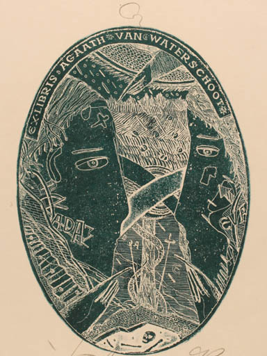 Exlibris by Yuri Liukshin from Russia for Agaath Van Waterschoot - Adam and Eve Woman Man 