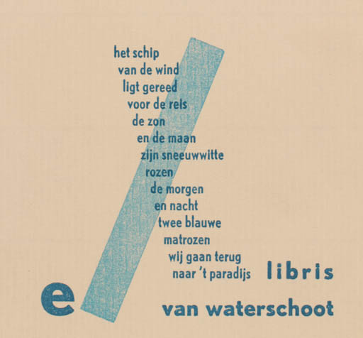 Exlibris by Anne de Boer Olsen from Netherland for van Waterschoot - Text/Writing 