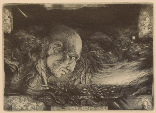 Exlibris by Zdenek Bugan from Slovak Republic for ? Agaath & Jos Van Waterschoot - Man Maritime Portrait Surrealism 