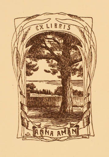 Exlibris by ? Unbekannt from Czech Republic for Anna Aman - Jugend Scenery/Landscape Tree 