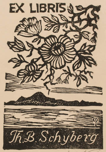 Exlibris by Edmund Peter from Denmark for Thor Björn Schyberg - Flower Flora Scenery/Landscape 