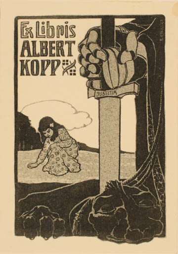 Exlibris by ? Unbekannt from Czech Republic for Albert Kopp - Child Jugend Weapon 