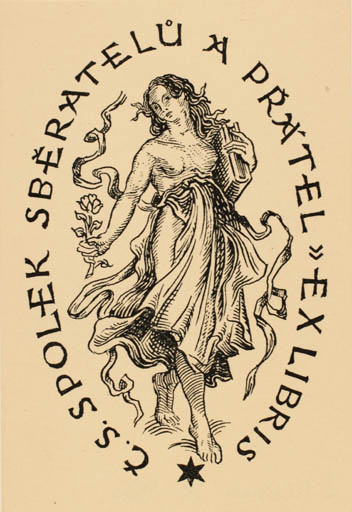 Exlibris by ? Unbekannt from Czech Republic for ? Spolek Sberatelu a Pratel - Book Flora Jugend Woman 