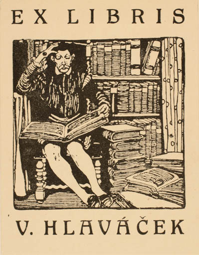 Exlibris by ? Unbekannt from Czech Republic for V. Hlavacek - Book Literature Man 