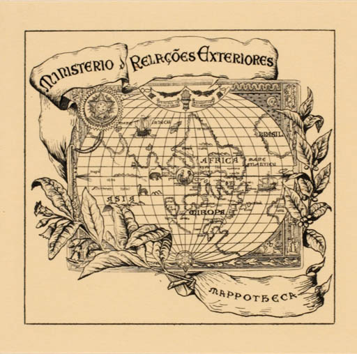 Exlibris by ? Unbekannt from Czech Republic for ? Ministerio Relacoes Exteriores - Globe 