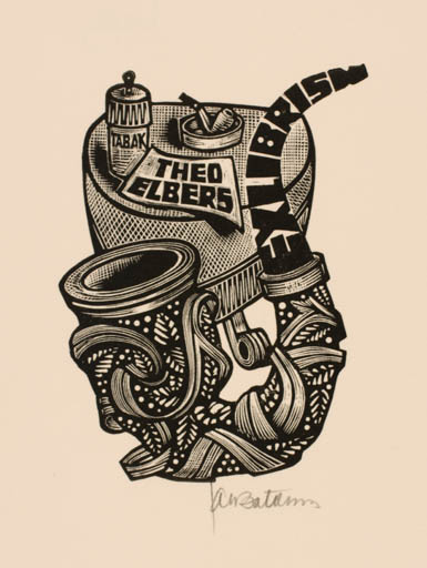 Exlibris by Jan Battermann from Netherland for Theo N. J. Elbers - Interior 