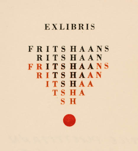 Exlibris by Emile Puettmann from Netherland for Frits Haans - Text/Writing 
