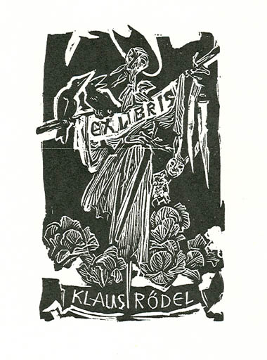 Exlibris by Jaroslav Vodrazka from Czechoslovakia for Klaus Rödel - Don Quijote Literature 