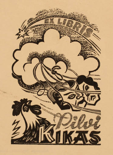 Exlibris by Johannes Juhansoo from Estonia for Pilvi Kikas - Bird Theater/Cirkus 