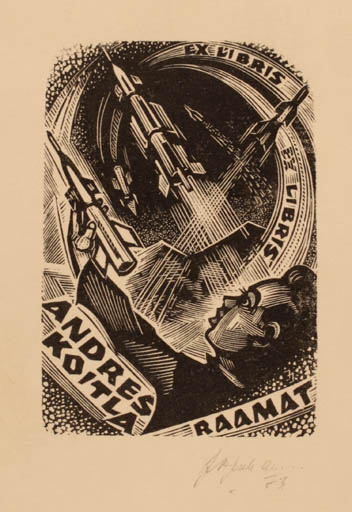 Exlibris by Johannes Juhansoo from Estonia for Andres Koitla - Aircraft Technology 