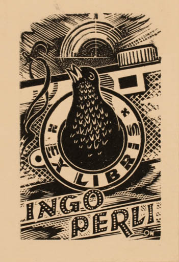 Exlibris by Johannes Juhansoo from Estonia for Ingo Perli - Bird 