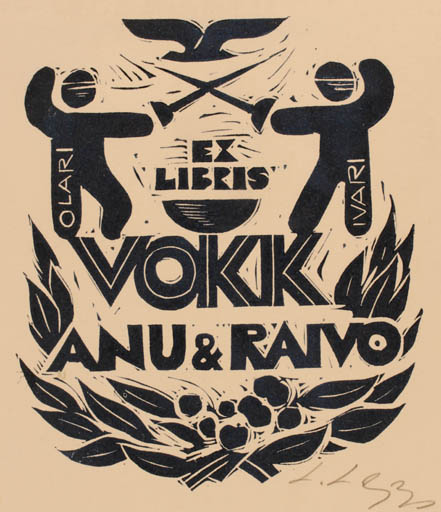 Exlibris by Lembit Lepp from Estonia for Anu + Raivo Vokk - 