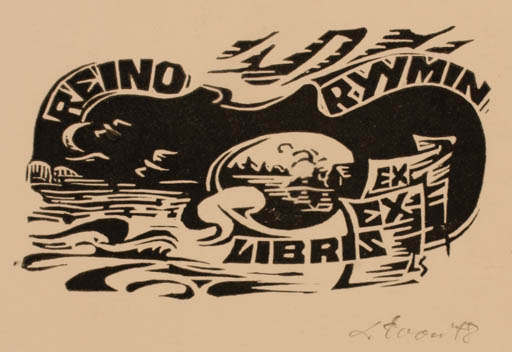 Exlibris by Leida Soom from Estonia for Reino Ryymin - Scenery/Landscape 