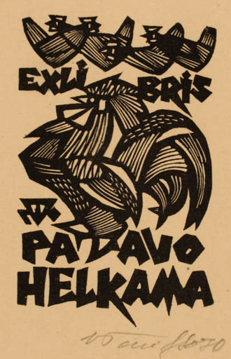 Exlibris by Väino Tönisson from Estonia for Paavo Helkama - Bird 