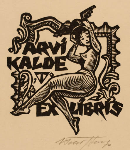 Exlibris by Väino Tönisson from Estonia for Arvi Kalde - Woman 