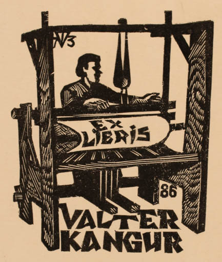 Exlibris by Väino Tönisson from Estonia for Valter Kangur - Working 