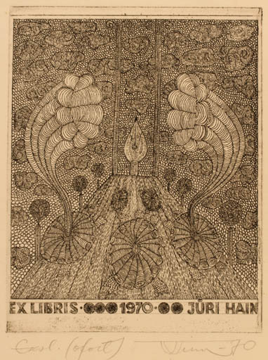 Exlibris by Vello Vinn from Estonia for Jüri Hain - Abstract 