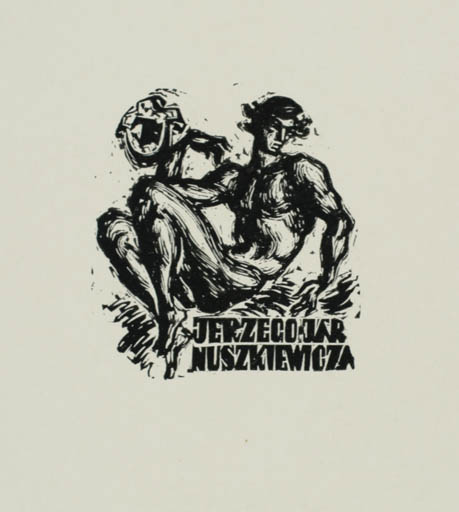 Exlibris by Jerzy Jarnuszkiewiez from Poland for Jerzegojar Nuszkiewicza - Man Nude 