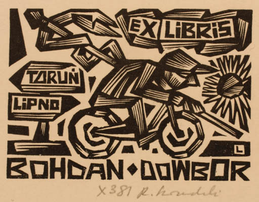Exlibris by Rajmund Lewandowski from Poland for Bohdan Dowbor - Man 