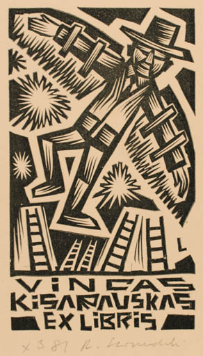 Exlibris by Rajmund Lewandowski from Poland for Vincas Kisarauskas - 