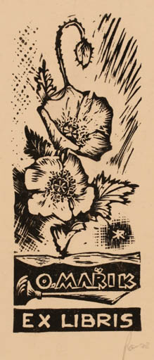 Exlibris by Klemens Raczak from Poland for Dr. Otakar Marik - Flower 
