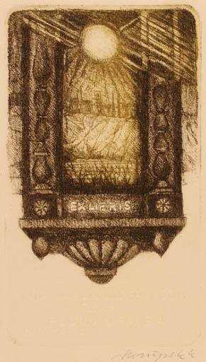 Exlibris by Kazimierz Szoltysek from Poland for Florian Smieja - Sun 