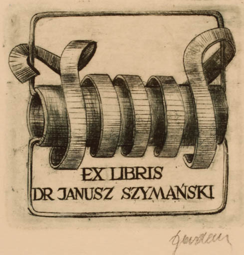 Exlibris by Tadeusz Szumarski from Poland for Janusz Szymanski - 
