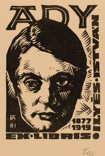 Exlibris by Antal Fery from Hungary for Istvan Ilyes - Portrait 