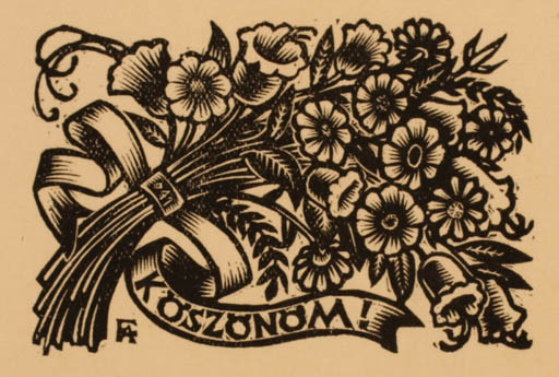 Exlibris by Antal Fery from Hungary for ? ? - Flower 