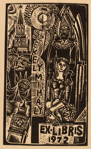 Exlibris by Antal Fery from Hungary for Mihaly Szekely - 