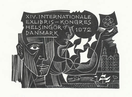 Exlibris by Dusan Janousek from Czechoslovakia for ? ? - Abstract Exlibris Congress 