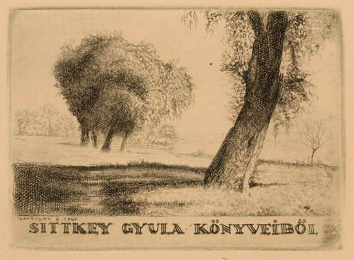 Exlibris by Zoltan Kaveczky from Hungary for Gyula Sittkey - Scenery/Landscape Tree 