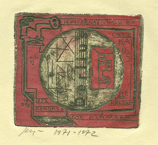 Exlibris by Vincas Kisarauskas from Lithuania for Klaus Rödel - Abstract Exlibris Congress 