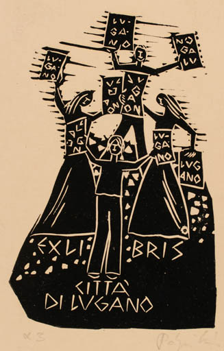 Exlibris by Eva Papai from Hungary for Citta di Lugano - Group 