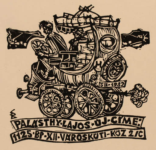Exlibris by Bèla Stettner from Hungary for Palásthy Lajos - Car 