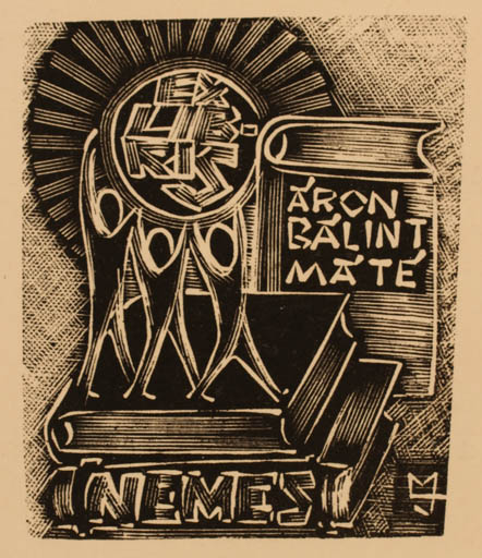 Exlibris by Marian Jozsef Trojan from Hungary for Aron Balint Mate Nemes - Book 