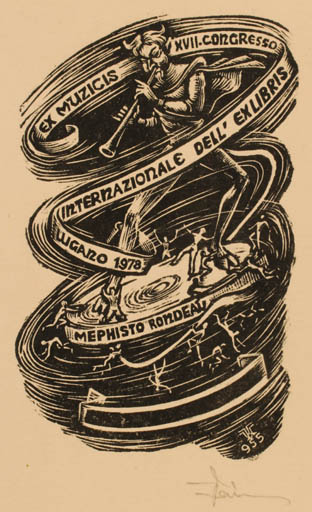 Exlibris by Kàroly Vàroknyi from Hungary for Lugano XVII. Int. Exlibriskongress - Exlibris Congress Music 