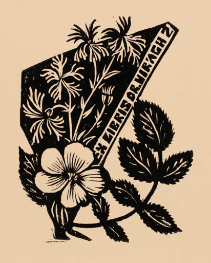 Exlibris by Kosa Balint from Romania for Dr. Miragh Z - Flower 